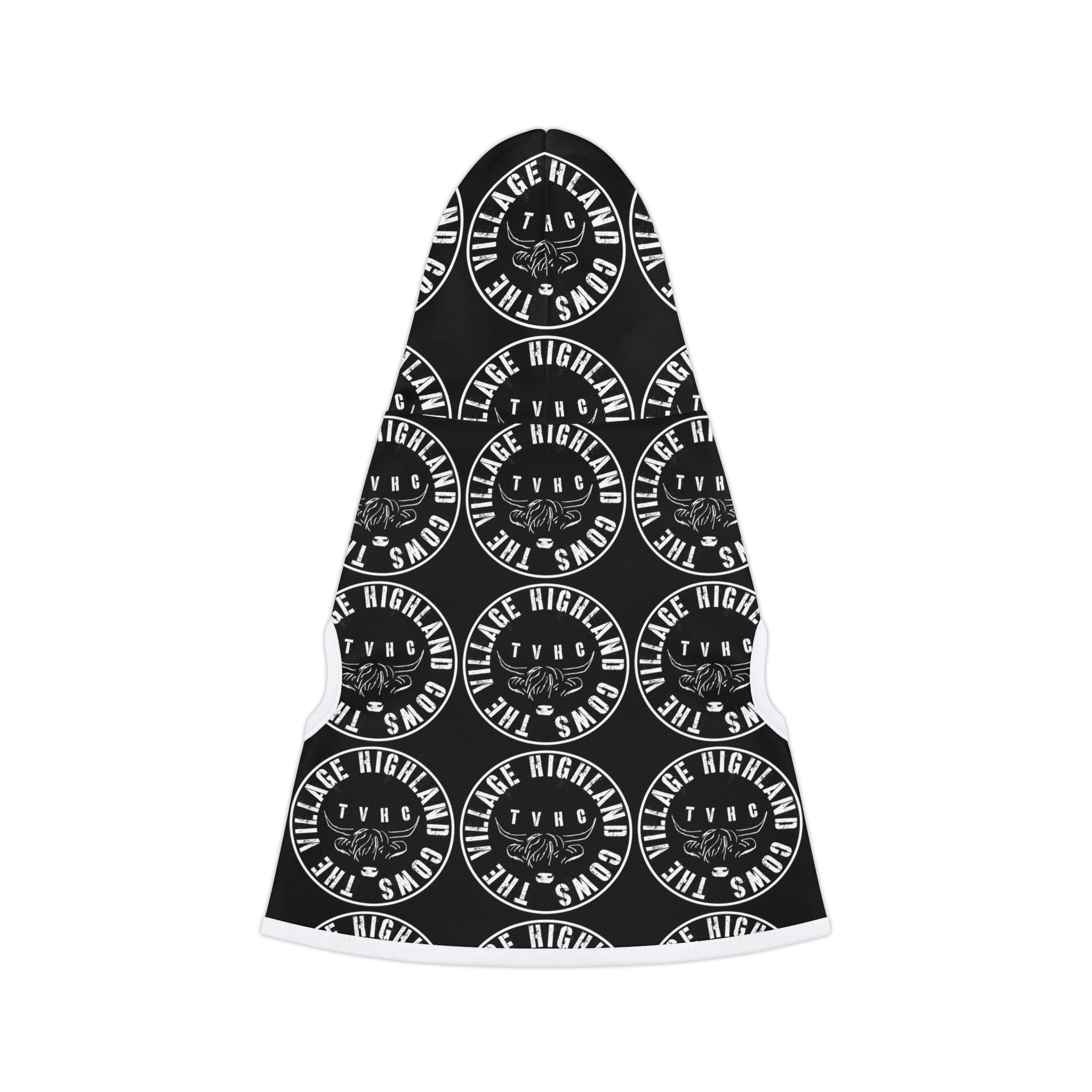 TheVillageHighlandCows Dog Hoodie (White Logo)